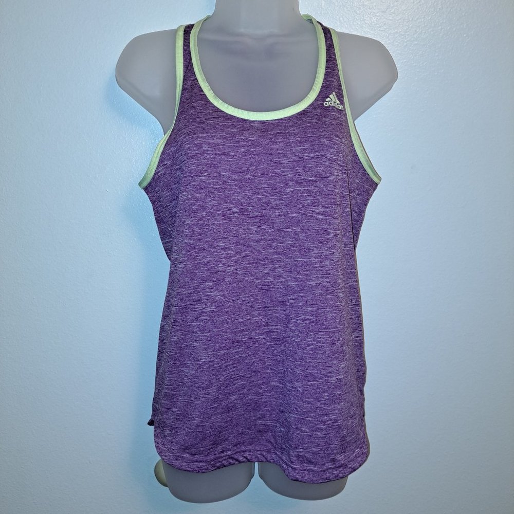 Adidas Climalite Women’s Racer Back Tank Top,Purple/Neon Yellow XS